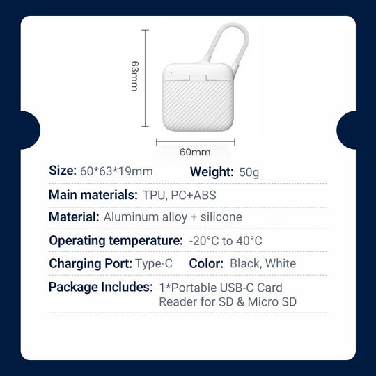 Portable USB-C Card Reader for SD & Micro SD