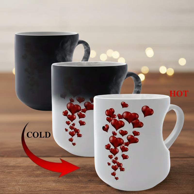 Color Changing Heart Handle Ceramic Mug