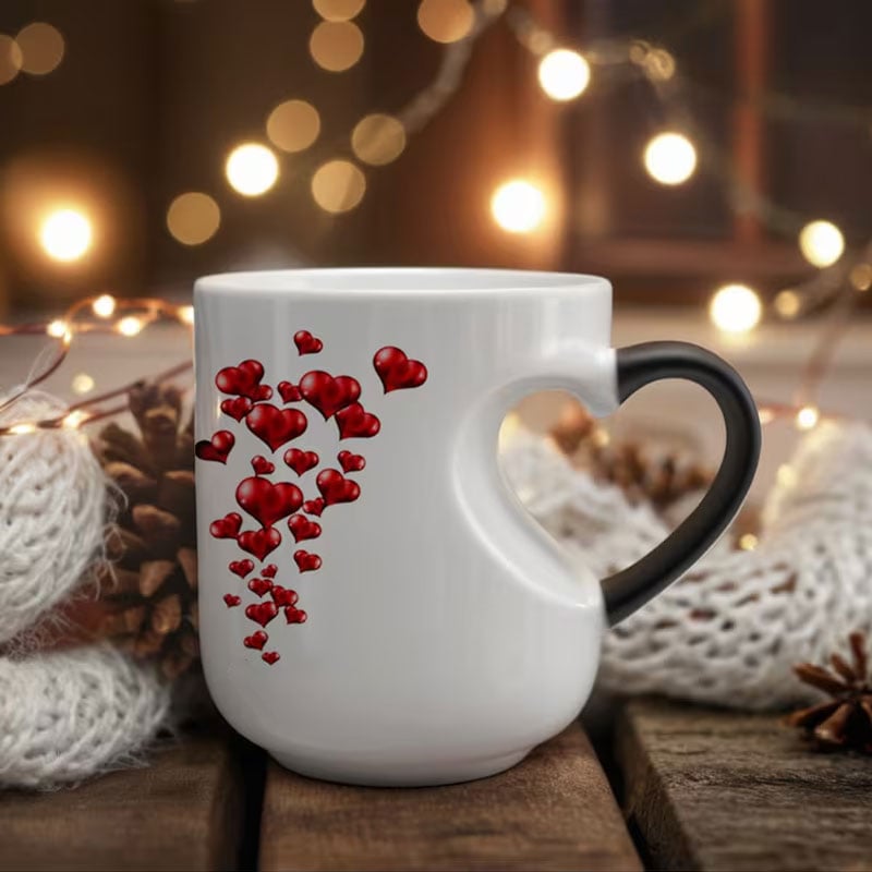 Color Changing Heart Handle Ceramic Mug