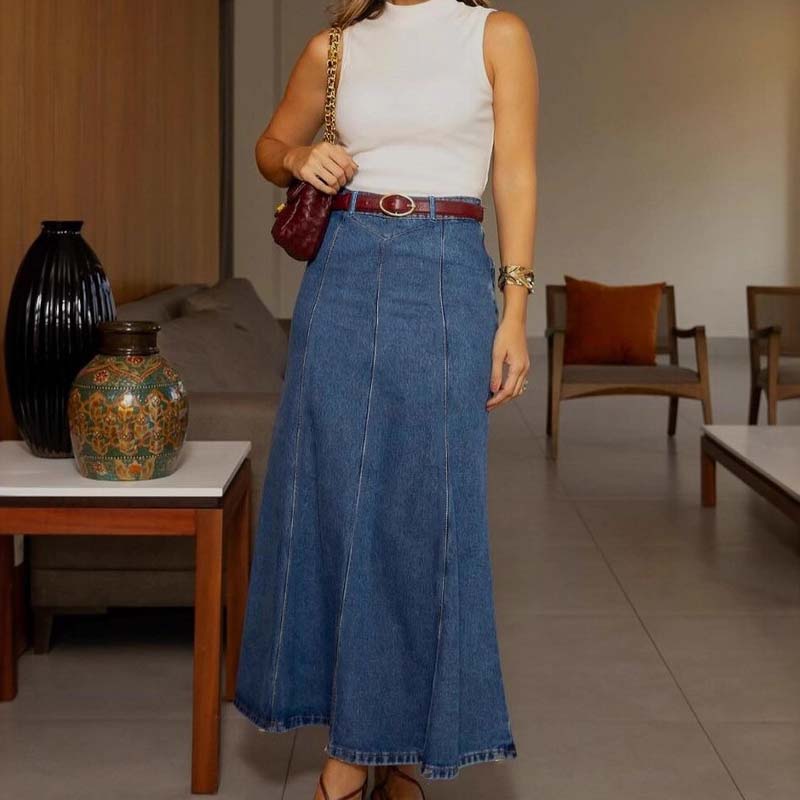 👗 60% OFF NOW! ✨ Women's High-Waist A-Line Denim Maxi Skirt – Flattering Fit, Stretchy Comfort & Versatile Style 👖