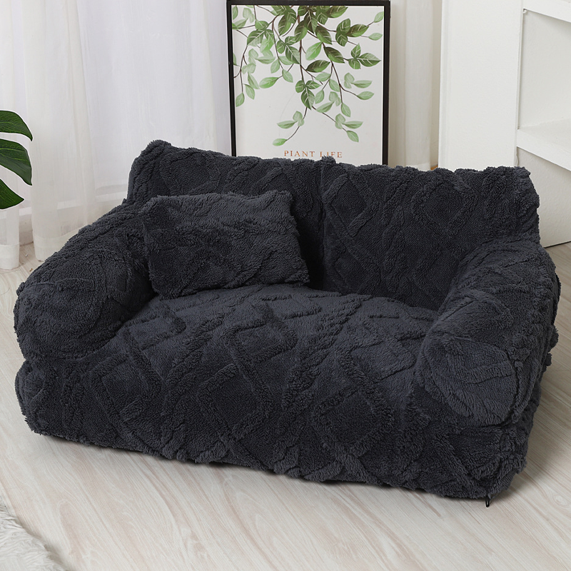 💎Plush Calming Pet Sofa Bed – Raised Rim, Removable Cover & Non-Slip Bottom for Cats & Dogs