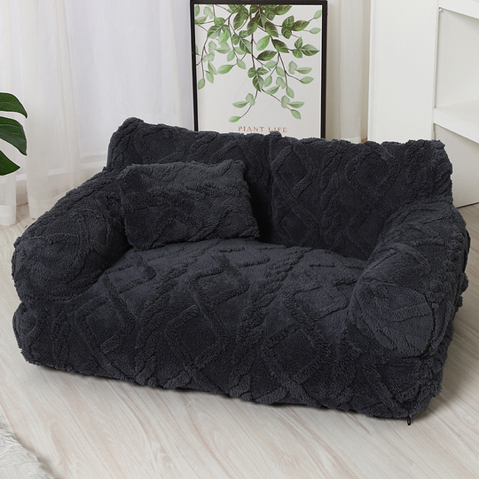 💎Plush Calming Pet Sofa Bed – Raised Rim, Removable Cover & Non-Slip Bottom for Cats & Dogs