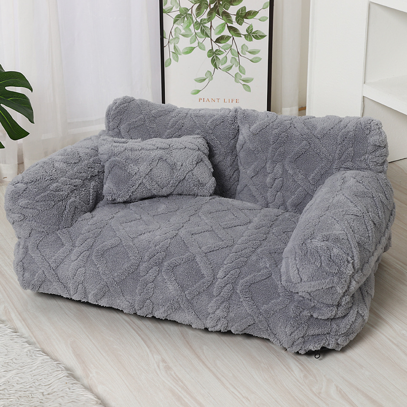 💎Plush Calming Pet Sofa Bed – Raised Rim, Removable Cover & Non-Slip Bottom for Cats & Dogs