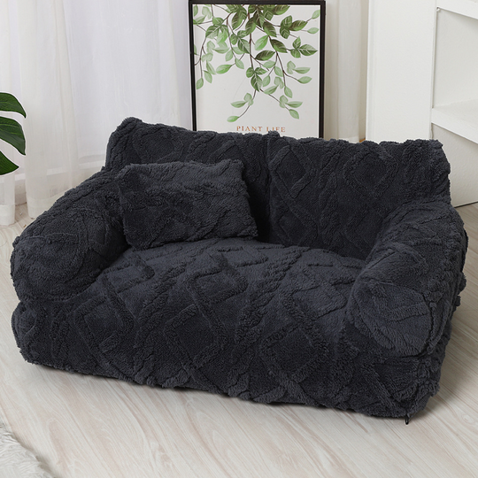 💎Plush Calming Pet Sofa Bed – Raised Rim, Removable Cover & Non-Slip Bottom for Cats & Dogs