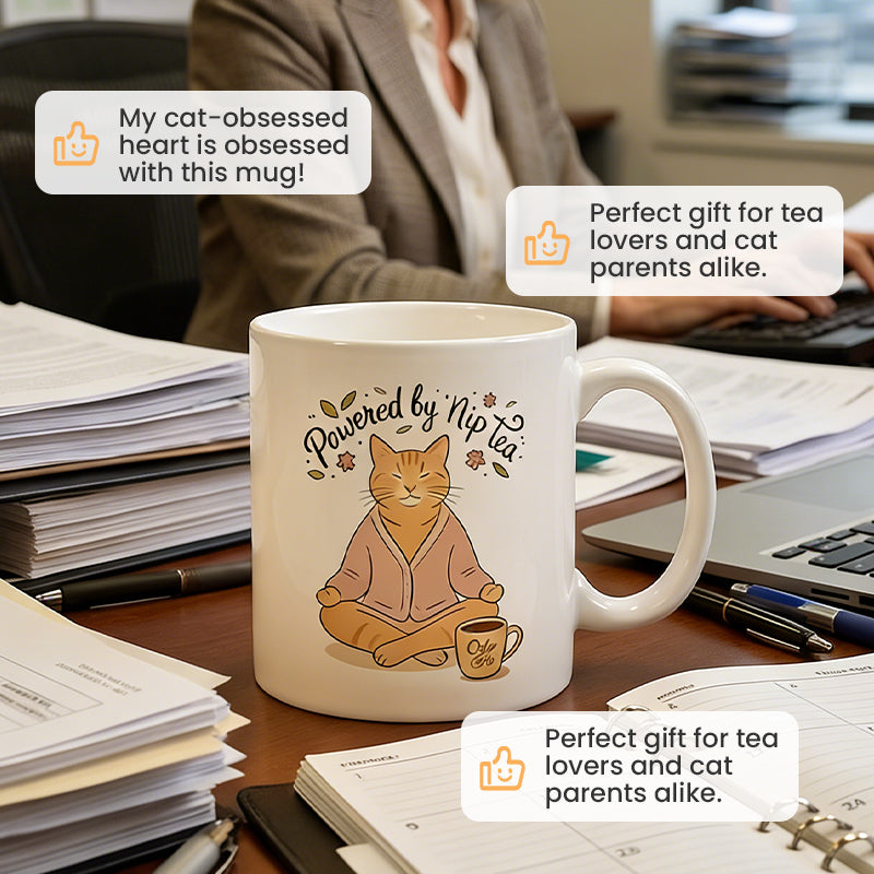 Whimsical Meditating Cat Mug