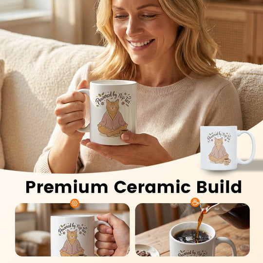 Whimsical Meditating Cat Mug