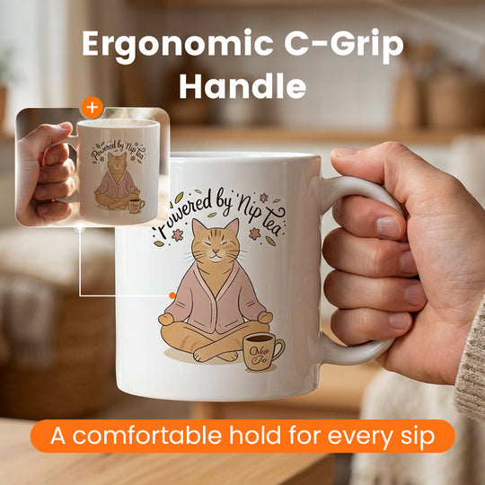 Whimsical Meditating Cat Mug
