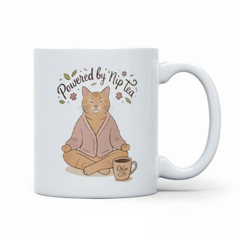 Whimsical Meditating Cat Mug