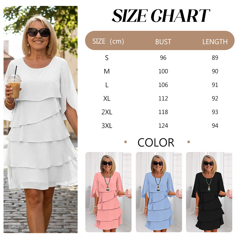 📢📢50 % DE RÉDUCTION !!!⏰Robe élégante à manches à volants superposés pour femme – Un style facile à porter en toute occasion💃
