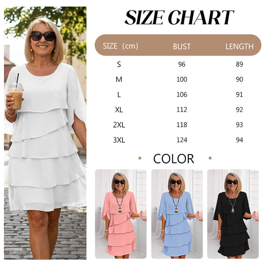 📢📢50 % DE RÉDUCTION !!!⏰Robe élégante à manches à volants superposés pour femme – Un style facile à porter en toute occasion💃