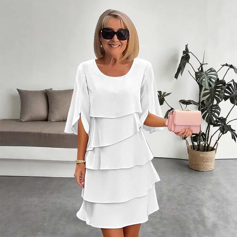 📢📢50 % DE RÉDUCTION !!!⏰Robe élégante à manches à volants superposés pour femme – Un style facile à porter en toute occasion💃