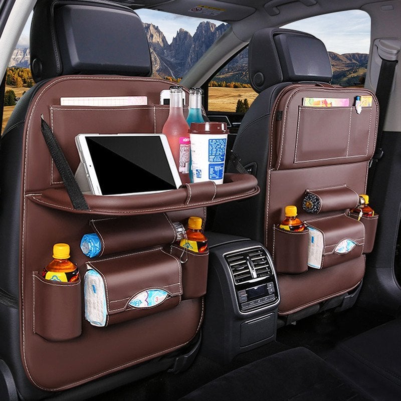🥳2026 HOT SALE🥳💞50K+ SOLD!💥🚗Car Back Seat Leather Organizer Storage Bag with Foldable Table