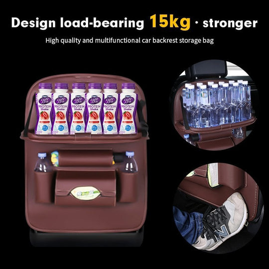 🥳2026 HOT SALE🥳💞50K+ SOLD!💥🚗Car Back Seat Leather Organizer Storage Bag with Foldable Table