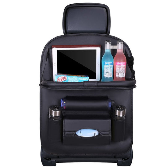 🥳2026 HOT SALE🥳💞50K+ SOLD!💥🚗Car Back Seat Leather Organizer Storage Bag with Foldable Table