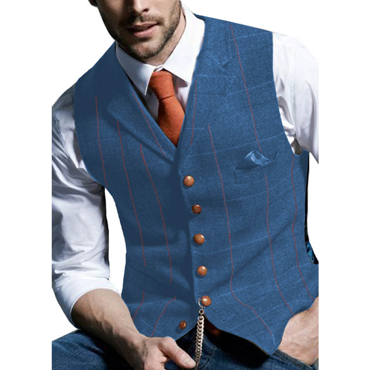 Men's Plaid Tweed Lapel Vest