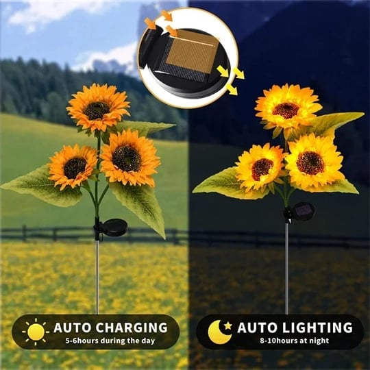 🌻60% OFF! ☀️ Waterproof Solar Sunflower Lights – Realistic Petals, IP65 Weatherproof & 8–12H Auto Glow ☀️🌻