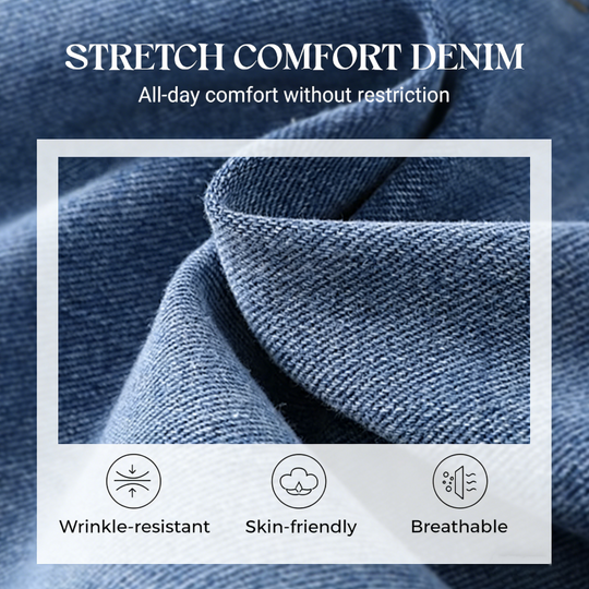 🥳2026 VARMT SALG🥳💞50 000+ SOLGT!👵☀️ 50 % RABATT! Jeans med høy midje og vide ben – Lett magekontroll, enkel påkledning! Sidespalter slipper inn brisen og holder deg avkjølt. Flatterende passform for hverdagsbruk. 🌸👖