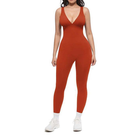 💞Plus de 50 000 unités vendues !🌸Combinaison moulante à col en V très extensible – Confort optimal pour vos activités sportives toute la journée &  Au-delà. Respirant, flexible &  Élégance naturelle. Votre allié idéal pour bouger. 🧘‍♀️💫