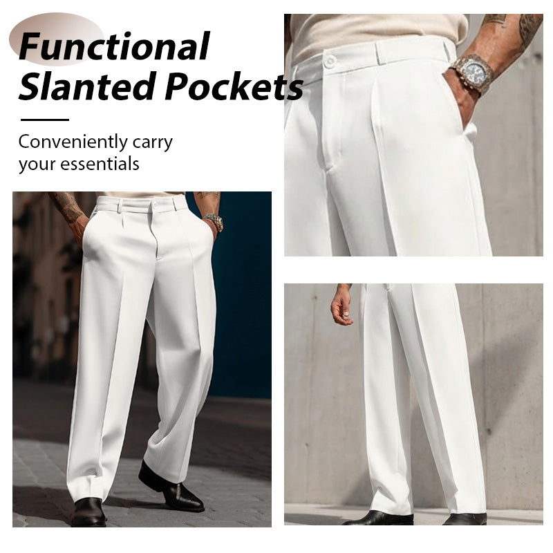 Men’s Casual Pleated Wide-Leg Pants
