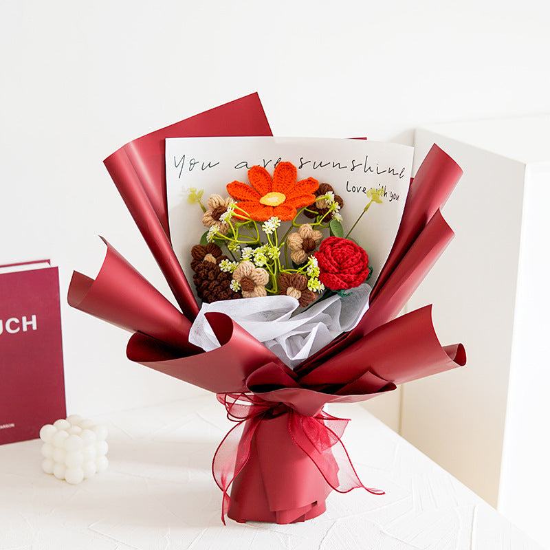 💕Muttertags-Sonderangebot: 30 % Rabatt!💕Handgefertigter, zarter Häkelblumenstrauß💐