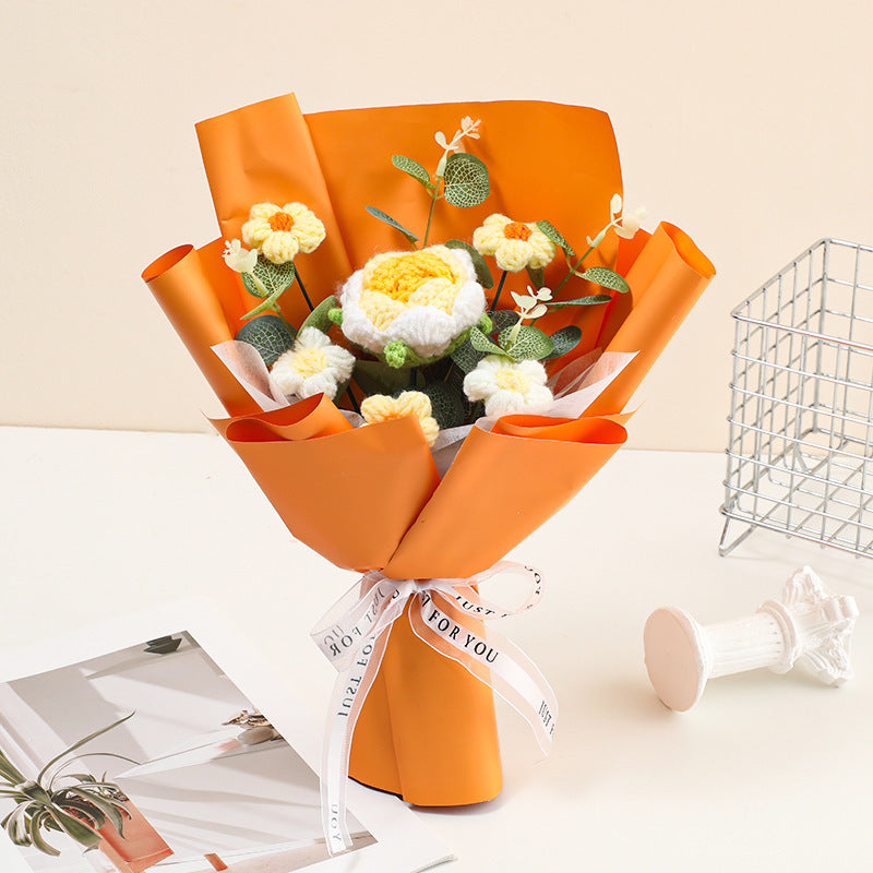 💕Muttertags-Sonderangebot: 30 % Rabatt!💕Handgefertigter, zarter Häkelblumenstrauß💐