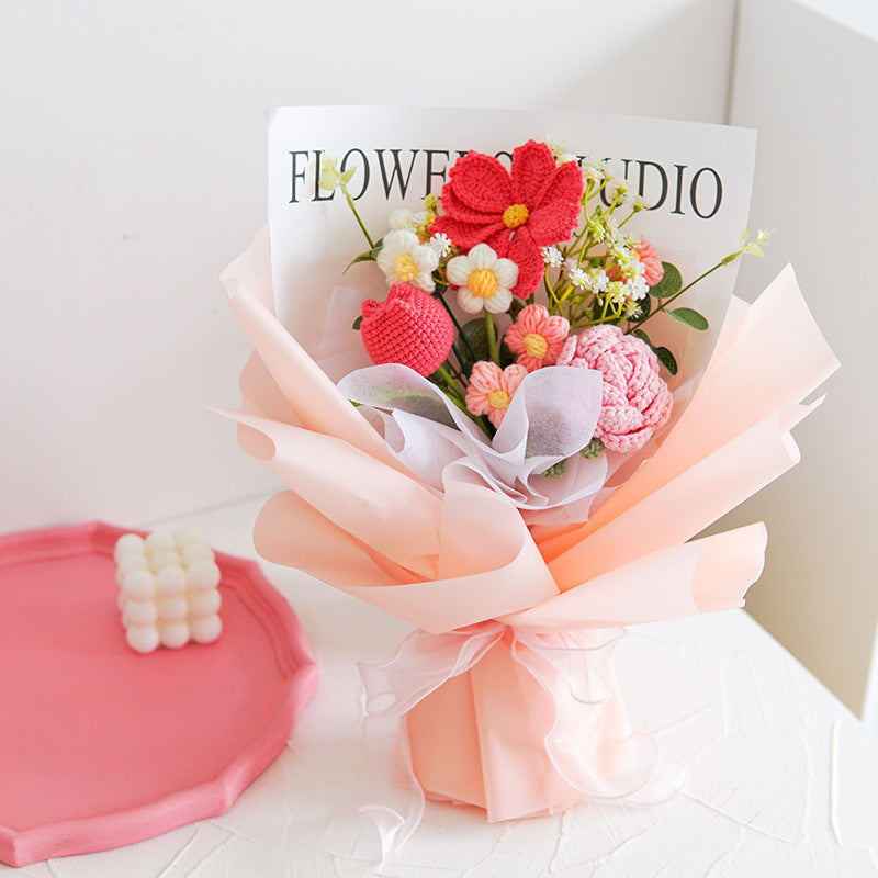 💕Muttertags-Sonderangebot: 30 % Rabatt!💕Handgefertigter, zarter Häkelblumenstrauß💐