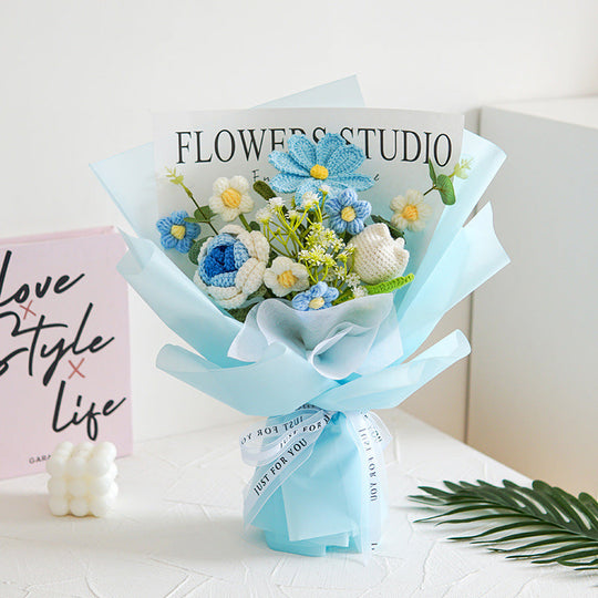 💕Muttertags-Sonderangebot: 30 % Rabatt!💕Handgefertigter, zarter Häkelblumenstrauß💐