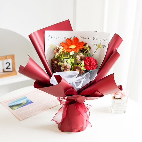 💕Muttertags-Sonderangebot: 30 % Rabatt!💕Handgefertigter, zarter Häkelblumenstrauß💐