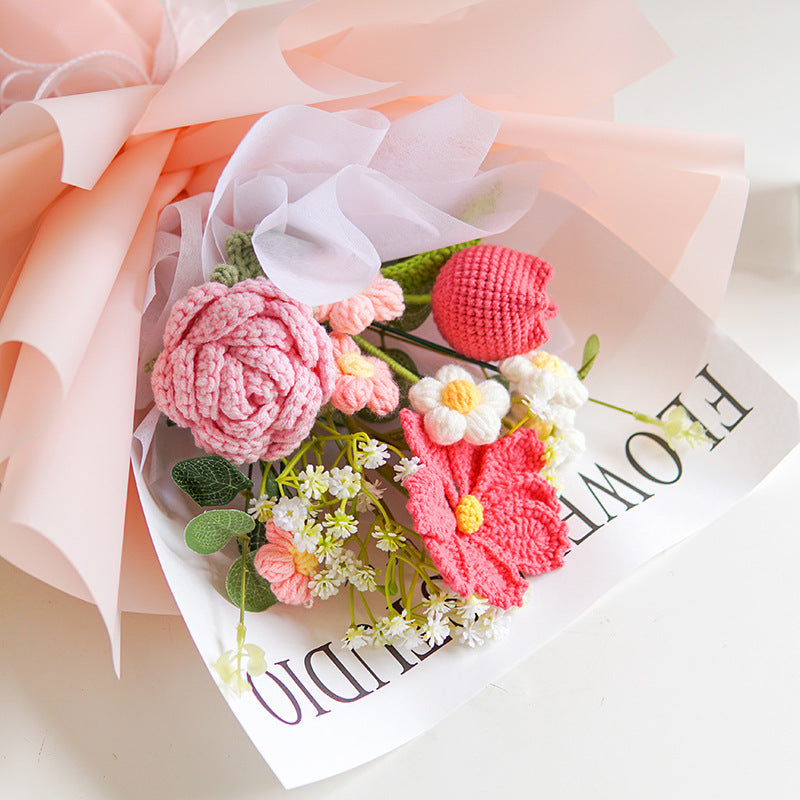 💕Muttertags-Sonderangebot: 30 % Rabatt!💕Handgefertigter, zarter Häkelblumenstrauß💐