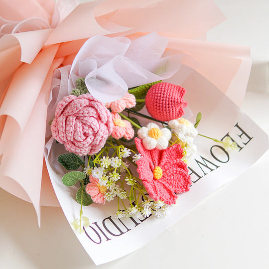 💕Muttertags-Sonderangebot: 30 % Rabatt!💕Handgefertigter, zarter Häkelblumenstrauß💐