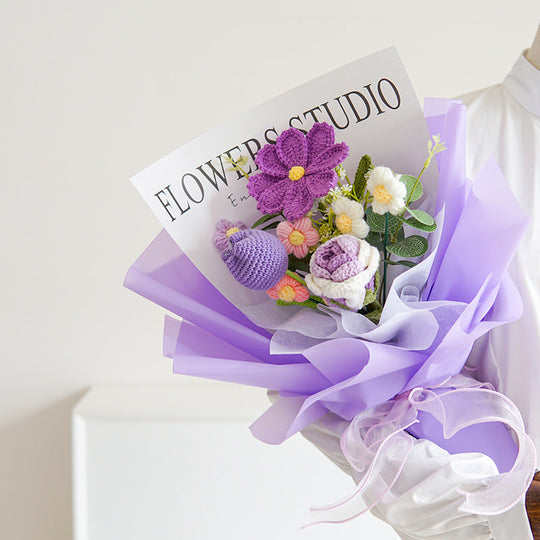 💕Muttertags-Sonderangebot: 30 % Rabatt!💕Handgefertigter, zarter Häkelblumenstrauß💐