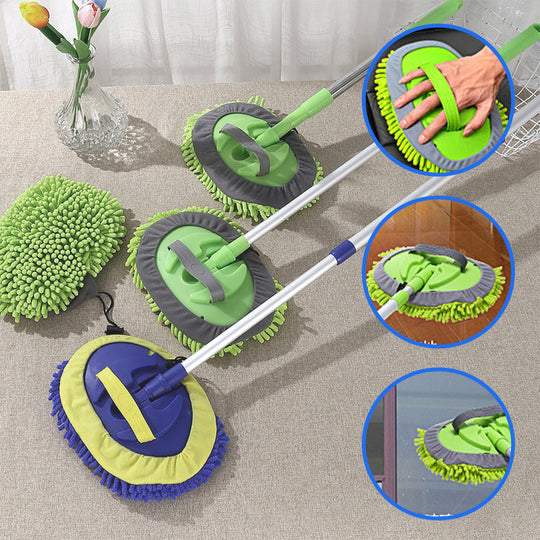 🚗 SCONTO DEL 49% ORA! 🧽 Mocio per autolavaggio telescopico in alluminio resistente con manico lungo – in morbida microfibra, antigraffio &  Lunghezza regolabile ✨