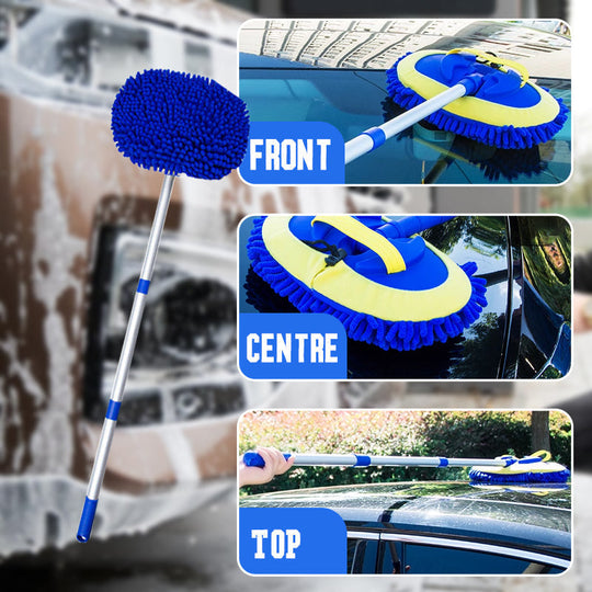🚗 SCONTO DEL 49% ORA! 🧽 Mocio per autolavaggio telescopico in alluminio resistente con manico lungo – in morbida microfibra, antigraffio &  Lunghezza regolabile ✨