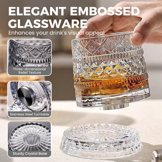 🥳2026 HOT SALE🥳💞50K+ SOLD!🥃🌀 50% OFF! 360° Rotating Whiskey Glass – Spins but never spills. Unique tumbler for home bar or gifts. Add fun to every sip. 🎁✨