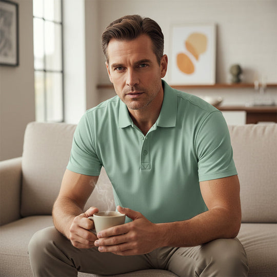 Camiseta de solapa de manga curta de secado rápido para homes