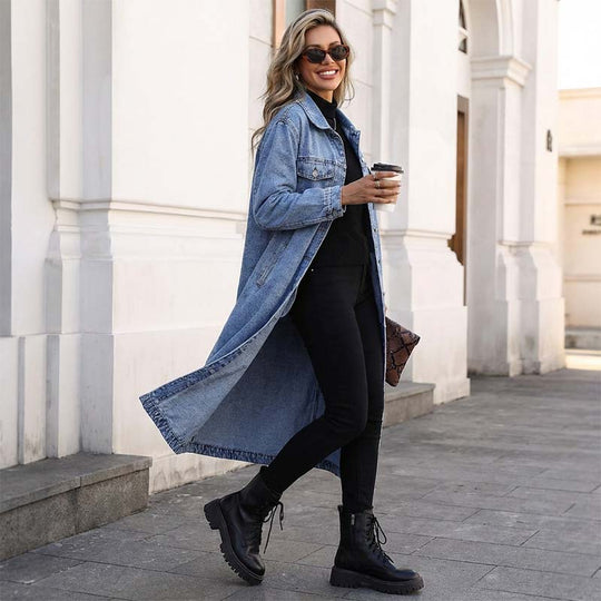 ⏳Time-Limited Special & Free Shipping⏰Women’s Casual Longline Button-Up Denim Coat
