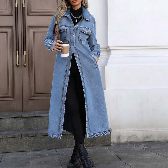 ⏳Time-Limited Special & Free Shipping⏰Women’s Casual Longline Button-Up Denim Coat