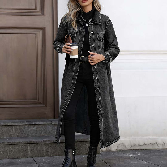 ⏳Time-Limited Special & Free Shipping⏰Women’s Casual Longline Button-Up Denim Coat