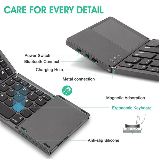 Teclado Bluetooth plegable con Touchpad