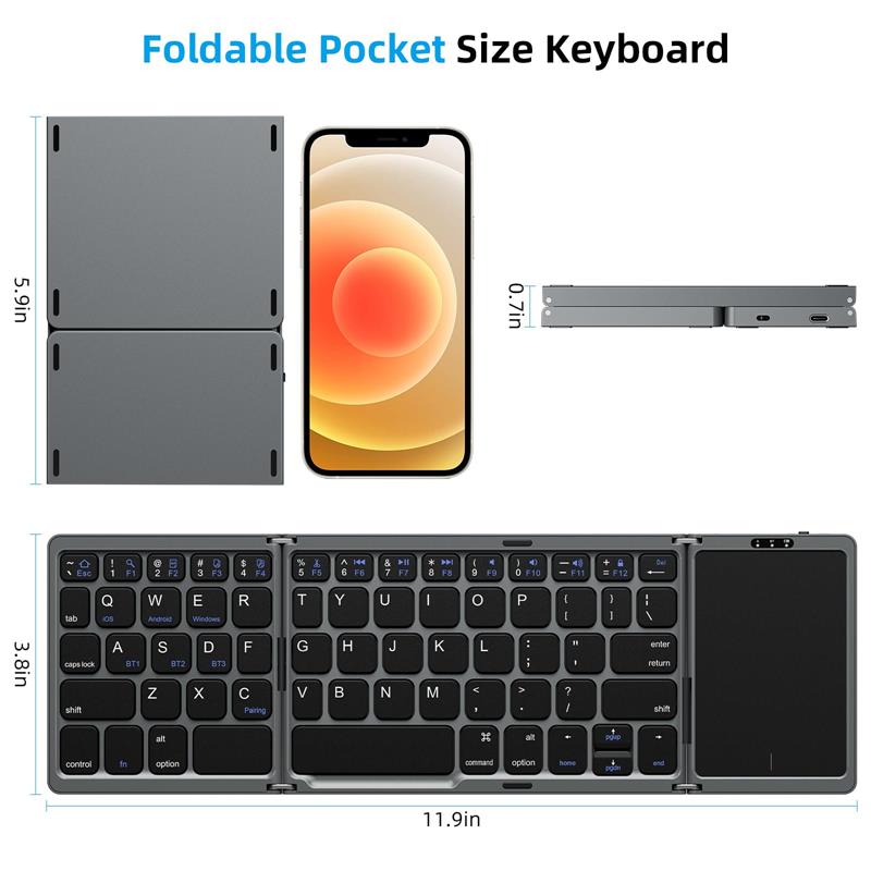 Teclado Bluetooth plegable con Touchpad