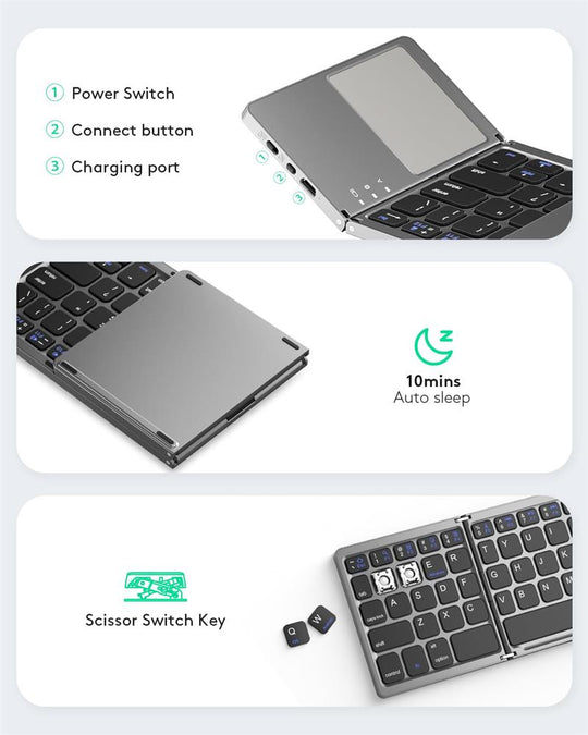 Teclado Bluetooth plegable con Touchpad