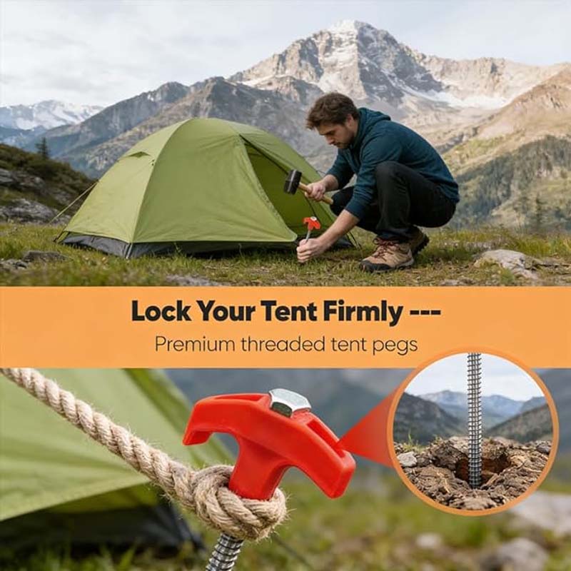 🔩 Ultra-Strong Spiral Steel Tent Peg – Heavy-Duty, Anti-Rust & Perfect for Camping & Outdoor ⛺