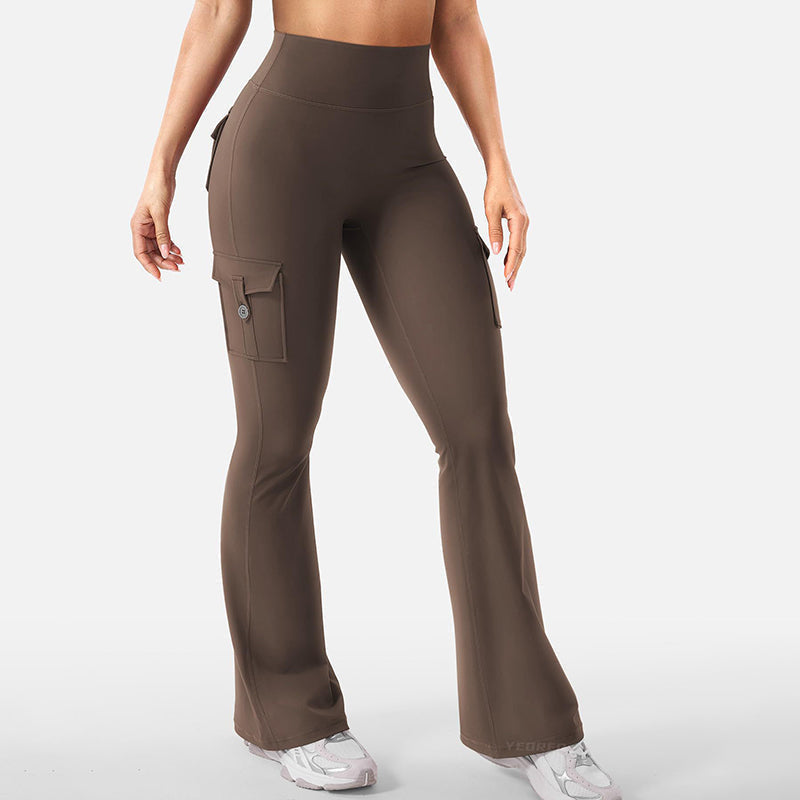 👖 Flattering Freedom | Women's High-Waist Flare Yoga Cargo Trousers