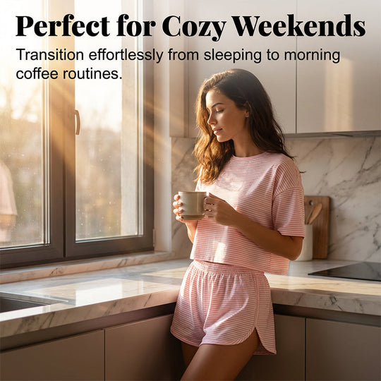 Women's Striped Short Sleeve Lounge Set