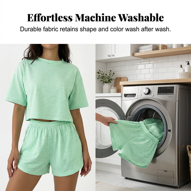 Women's Striped Short Sleeve Lounge Set