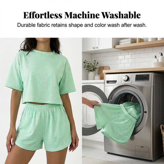 Women's Striped Short Sleeve Lounge Set