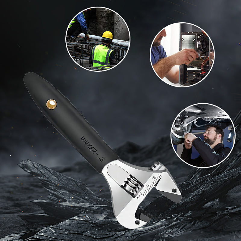 Multifunctional Wide Jaw Ratchet Adjustable Wrench