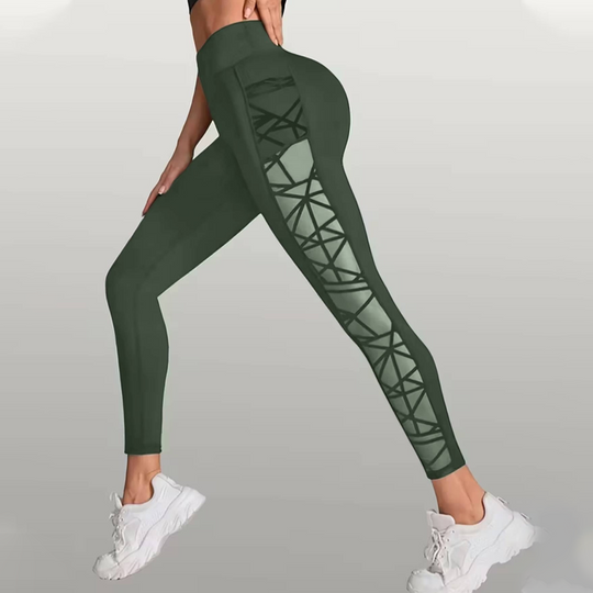 Women's Mesh High Waist Yoga Pants with Pockets