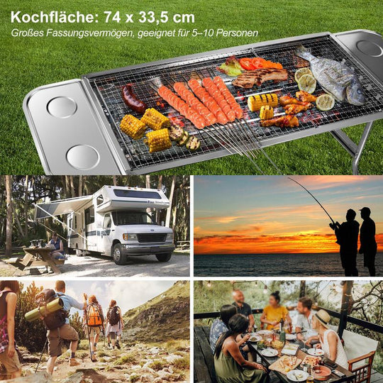 Tragbarer Klappgrill, Standgrill, Edelstahlgrill