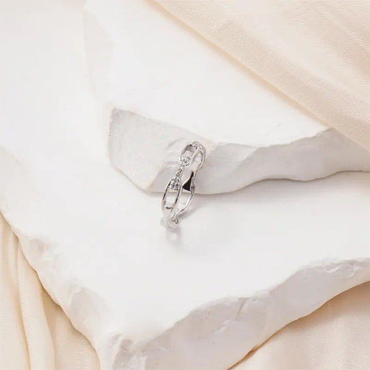 💐50% OFF ! Open Cuff Ring with Cubic Zirconia – Fits All Finger Sizes Comfortably 🌸🔓【Limited Offer】